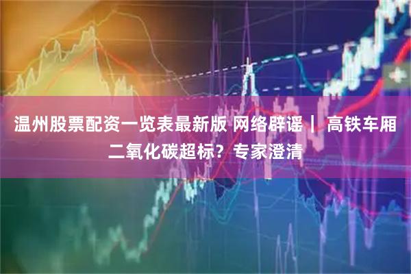 温州股票配资一览表最新版 网络辟谣｜ 高铁车厢二氧化碳超标？专家澄清